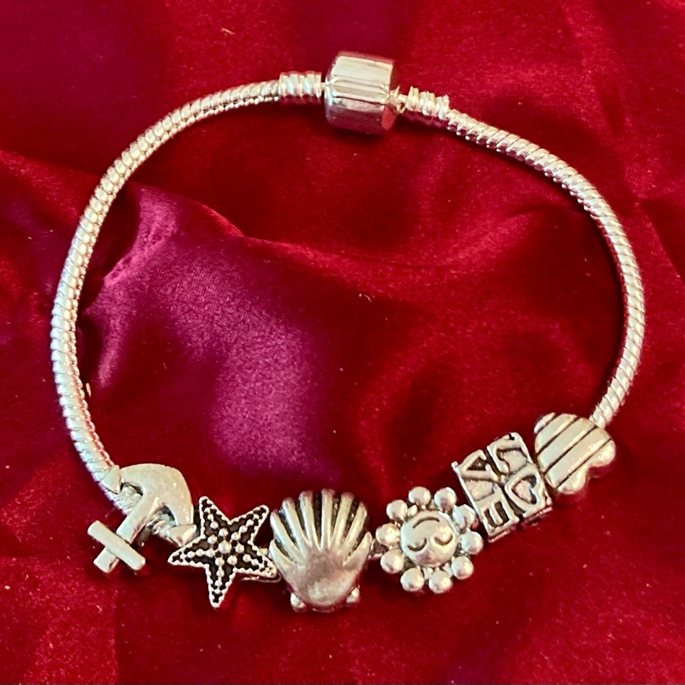 Pandora Style Beach Inspired Silver Bracelet
